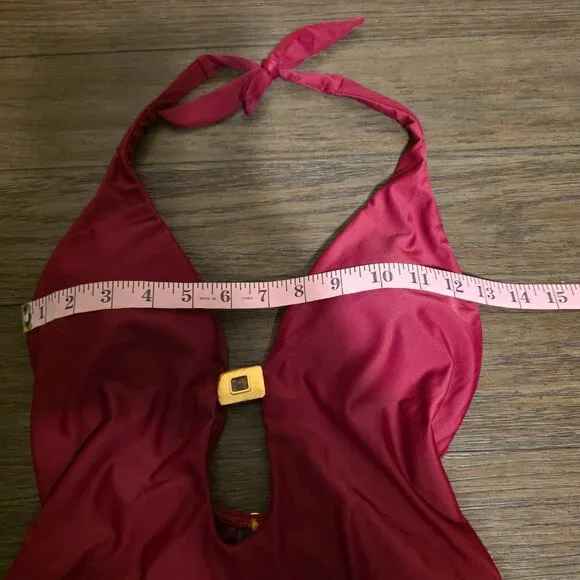 ViX Paula Hermanny Matte Liza One Piece NWT Burgundy Large - Picture 4 of 11